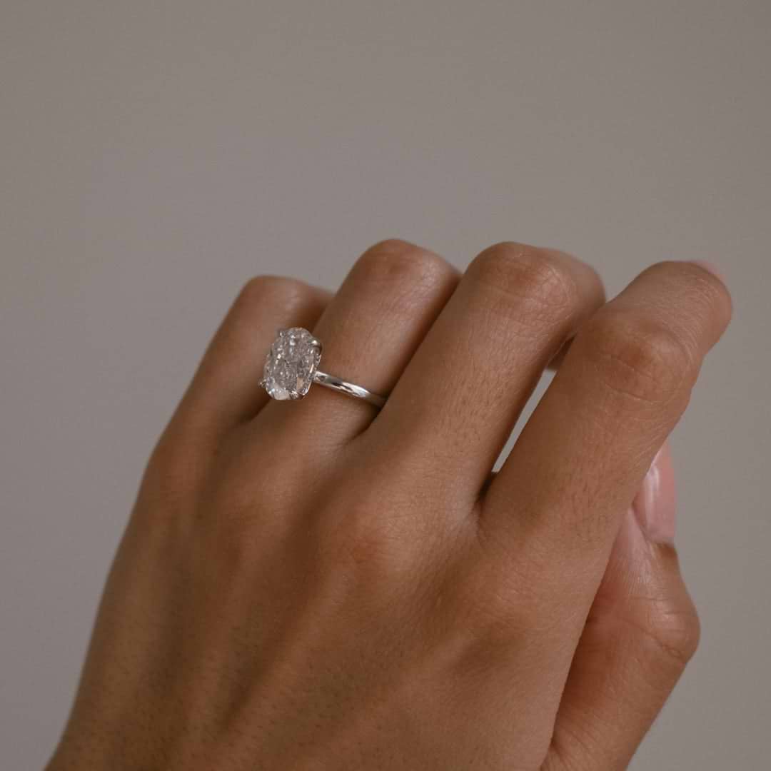 Oval 3.01ct D VS1 GIA Lab Diamond Hidden Halo Solitaire