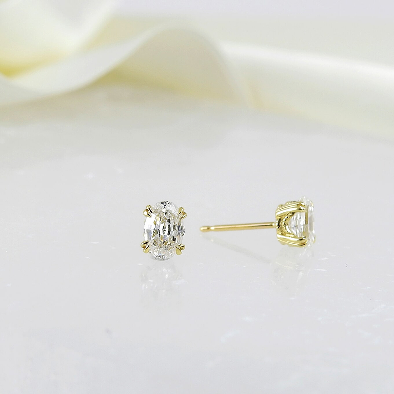 Antique-Inspired Oval Step-Cut Lab Diamond Studs