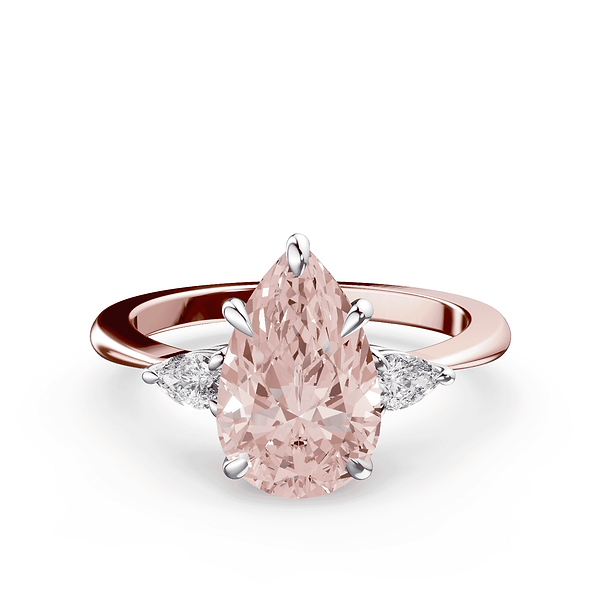 2-Tone Rose Gold Three-Stone Engagement Rings | Plum