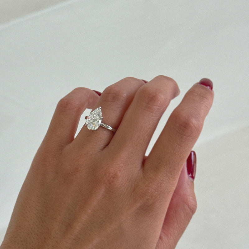 Pear 2.57ct Hidden Halo 5 Prong Ring