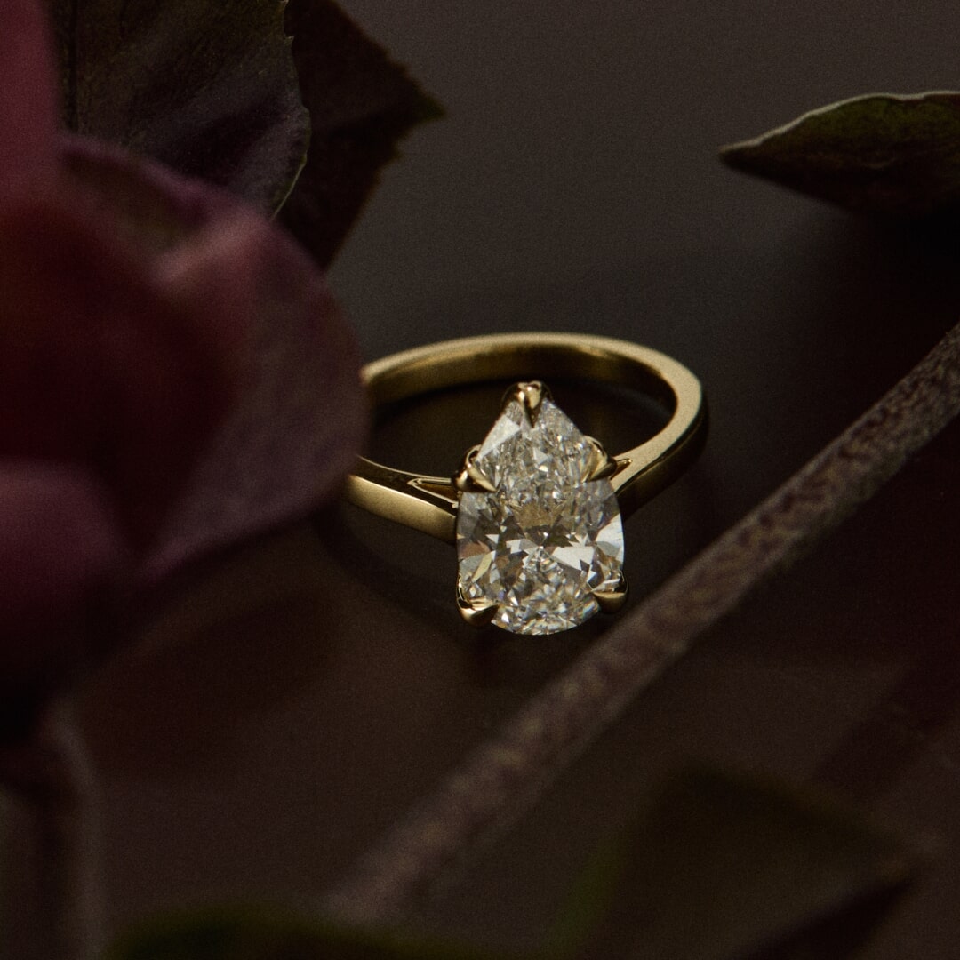 Pear Cut 3.32ct Tulip Cathedral Ring