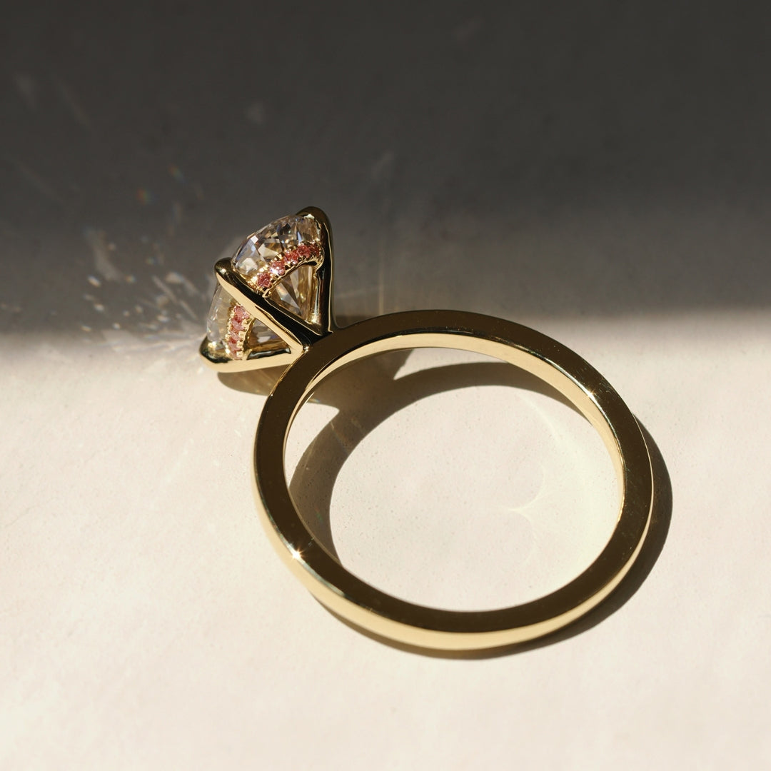 Oval Cut 2.23ct Pink Diamond Hidden Halo Ring