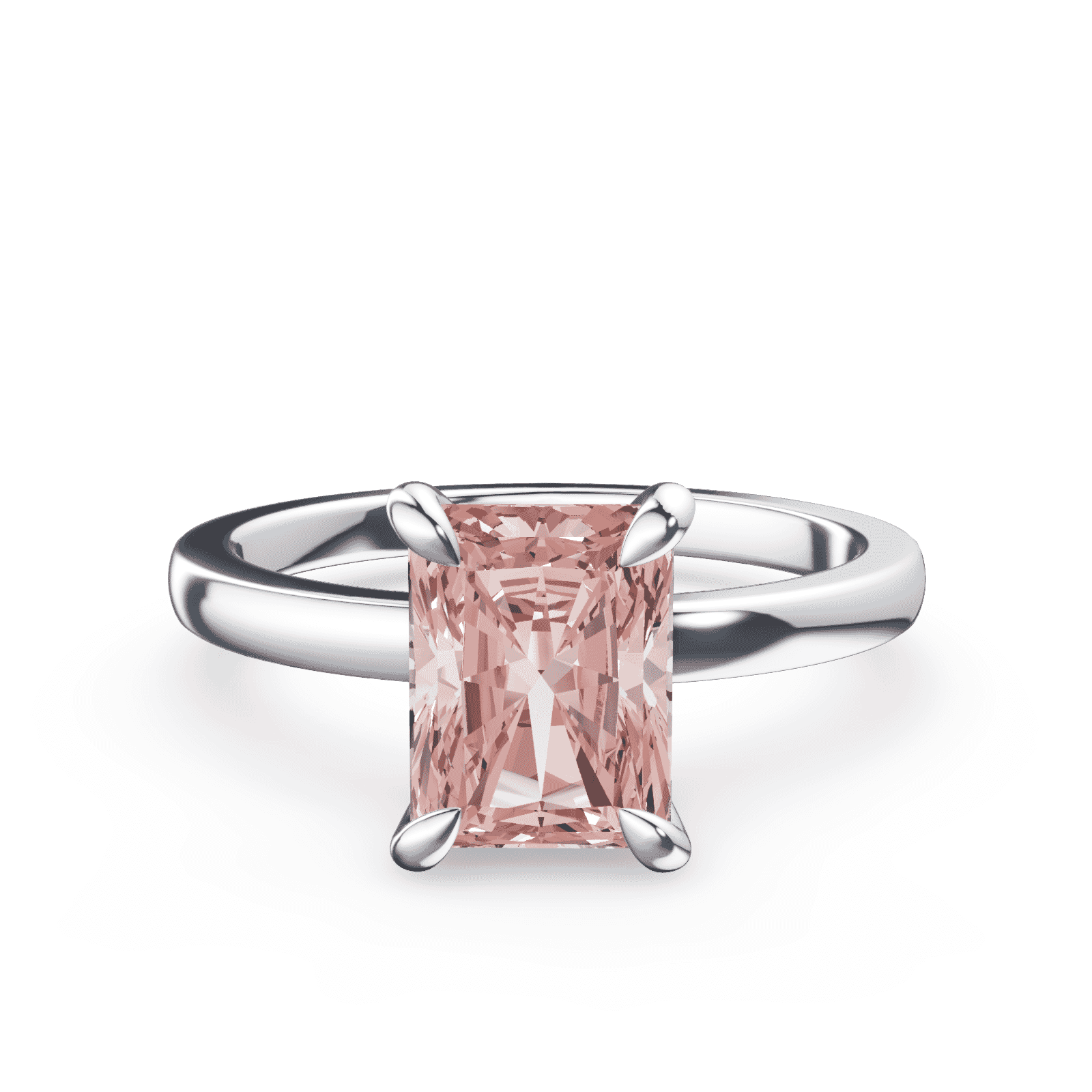 Radiant Cut Low Profile Pink Diamond Ring | Plum Diamonds