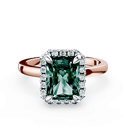 Radiant Cut Halo Green Diamond Ring