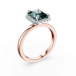 Radiant Cut Halo Green Diamond Ring