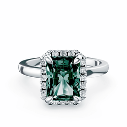 Radiant Cut Halo Green Diamond Ring
