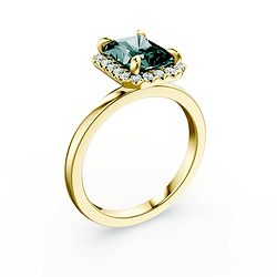 Radiant Cut Halo Green Diamond Ring