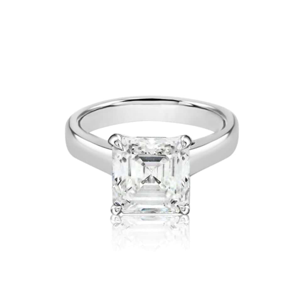 Asscher Cut 3.33ct Wide Cathedral White Gold Ring