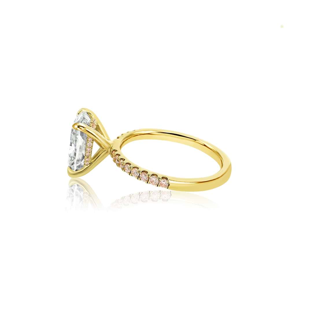 Elongated Cushion Cut 3.21ct Hidden Halo Pink Pave Ring