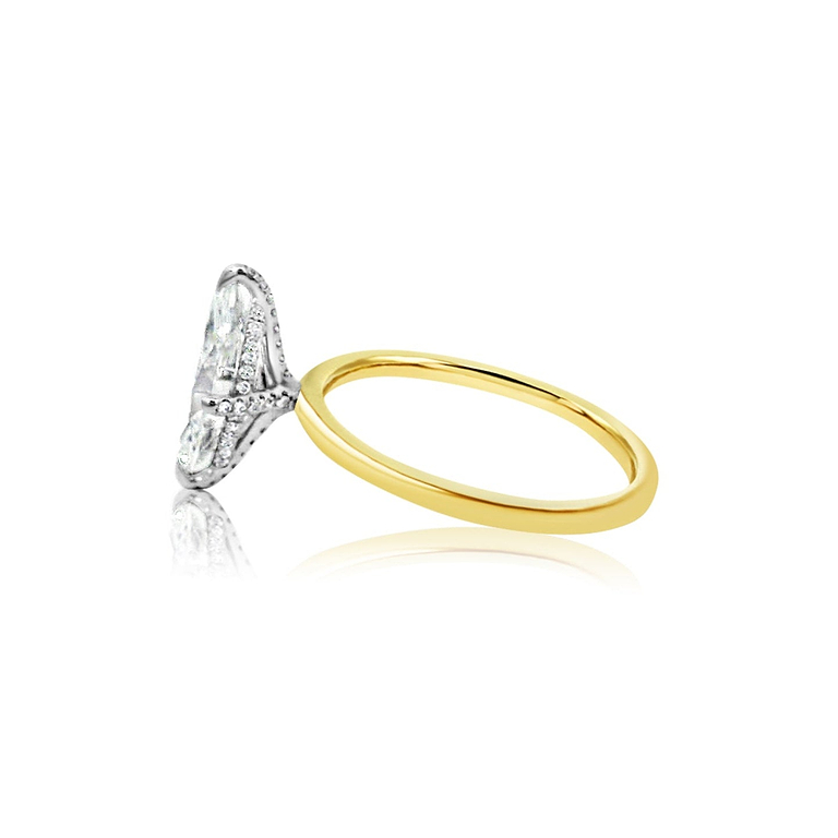 Marquise Cut 2.39ct Pave Prong Two Tone Diamond Ring