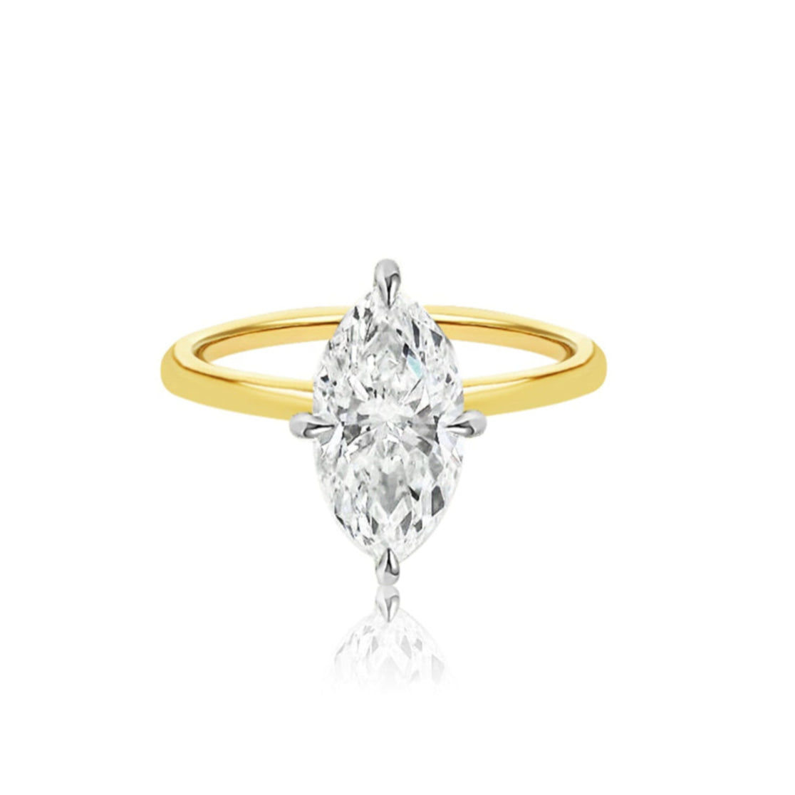 Marquise Cut 2.39ct Pave Prong Two Tone Diamond Ring