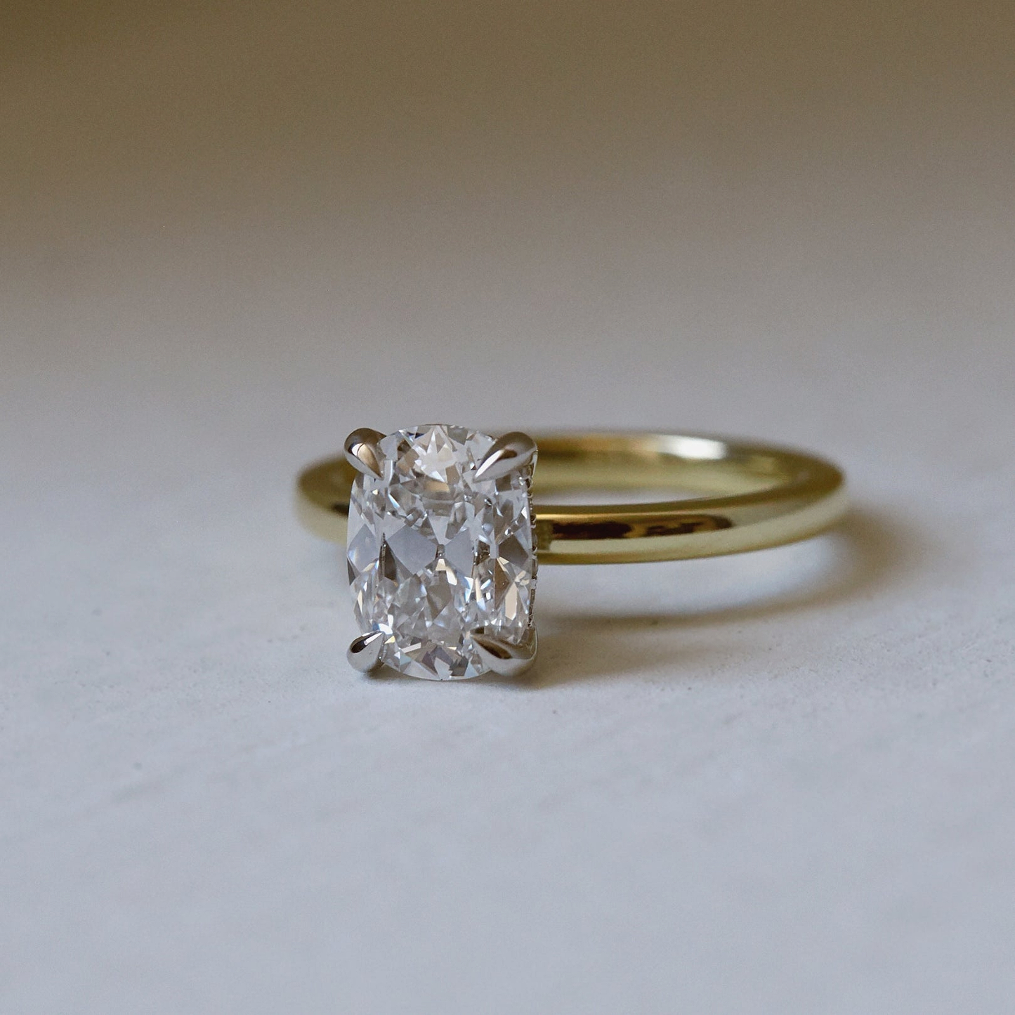 Old Mine Cut 1.55ct Hidden Halo Ring