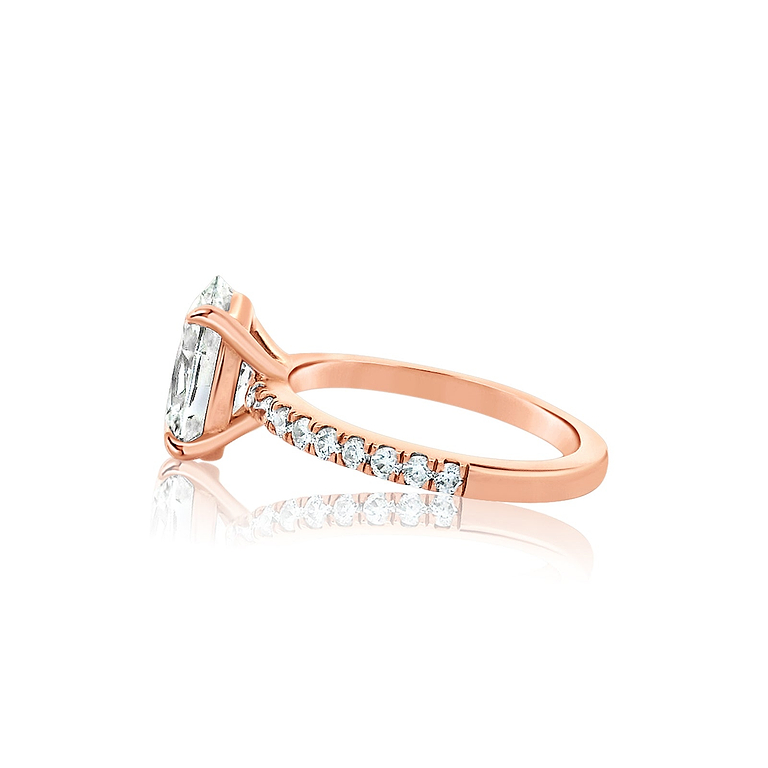 Oval Cut 2.01ct Low Profile Pave Diamond Ring