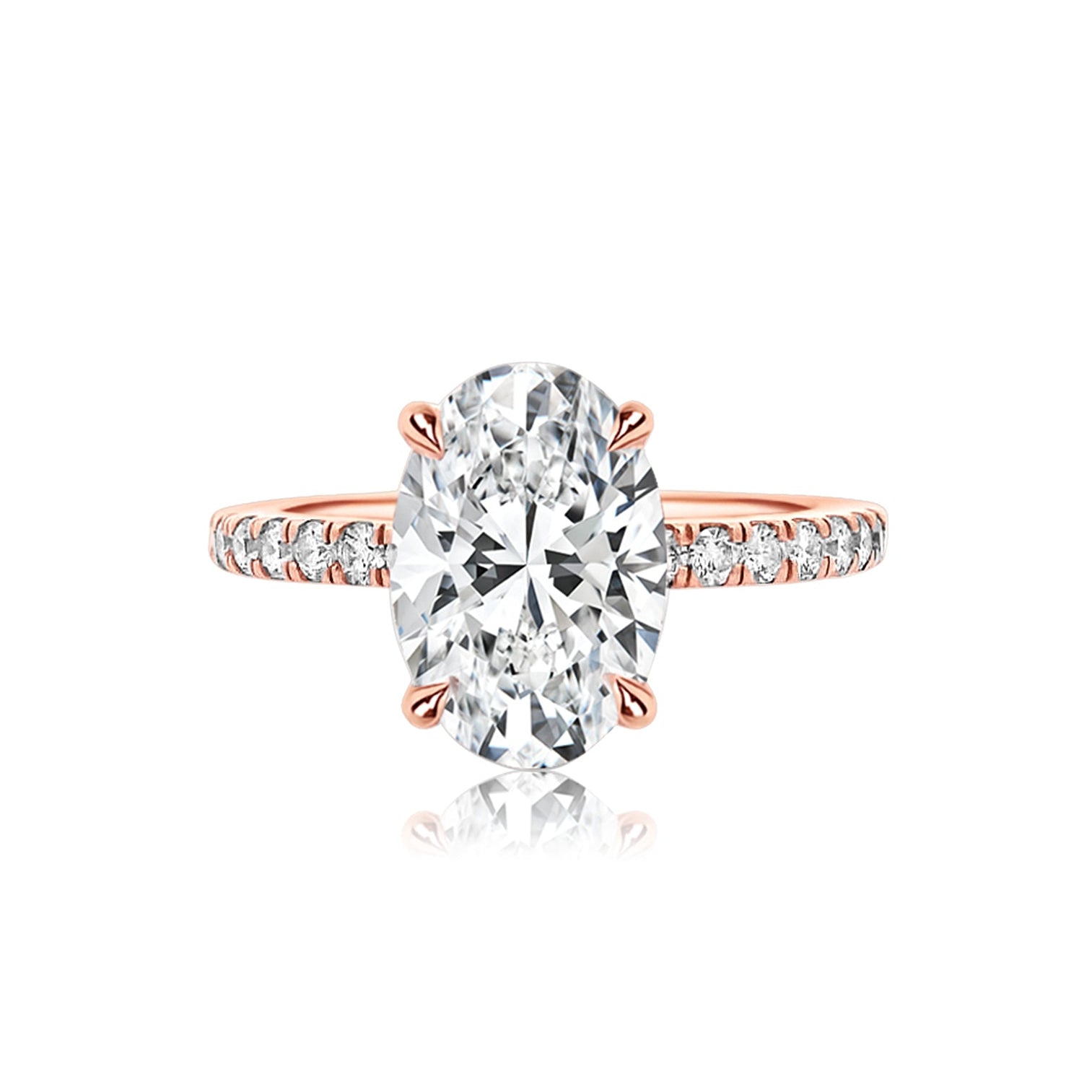 Oval Cut 2.01ct Low Profile Pave Diamond Ring
