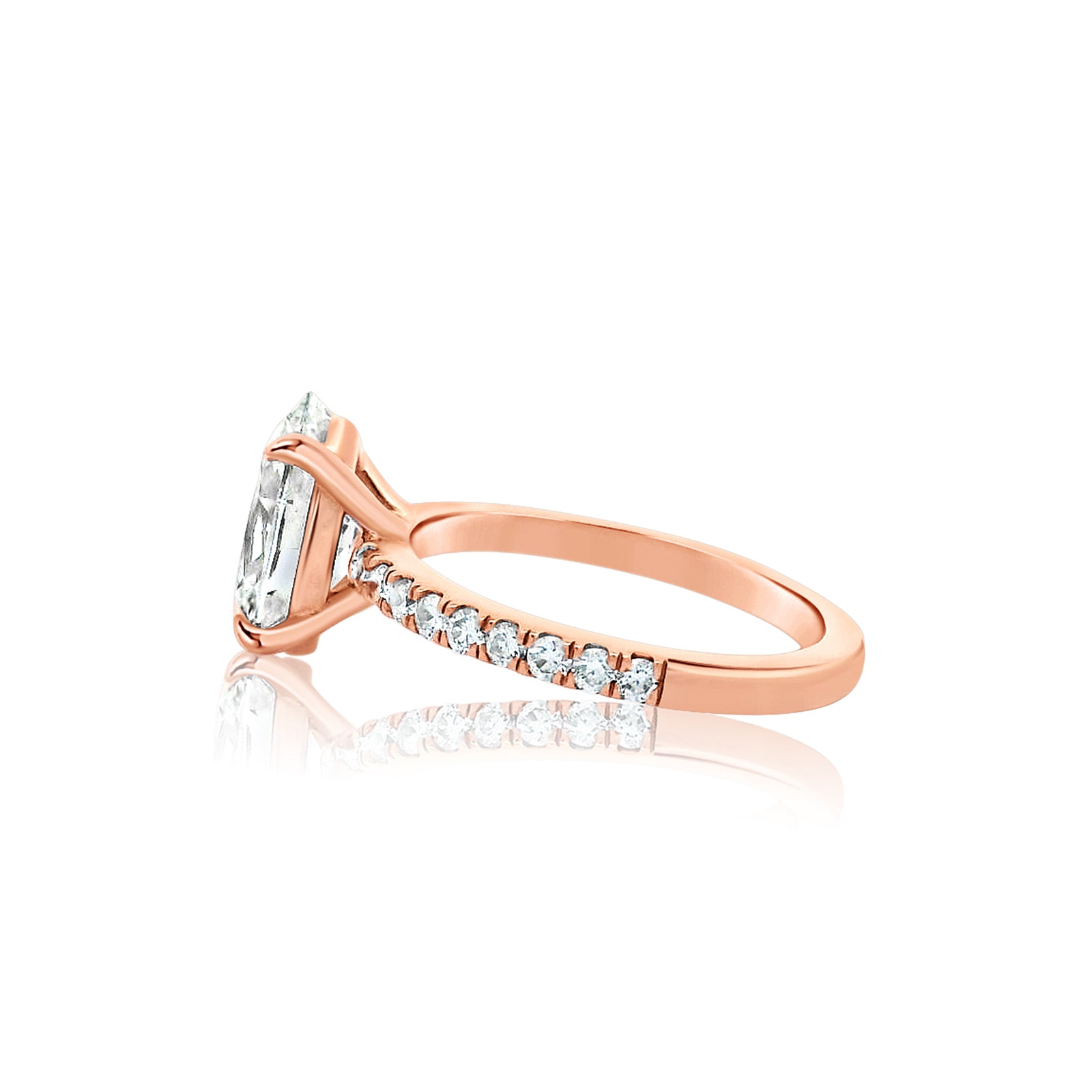 Oval Cut 2.01ct Low Profile Pave Diamond Ring