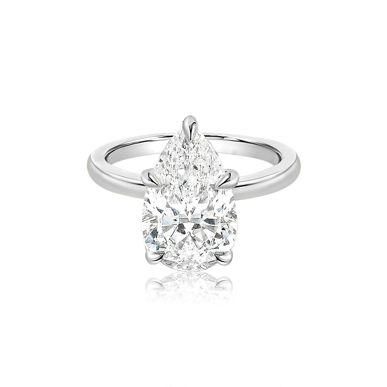 Pear 2.57ct Hidden Halo 5 Prong Ring