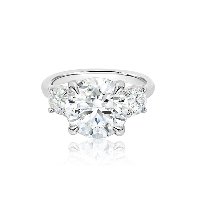 Round 3.43ct Three Stone Diamond Ring