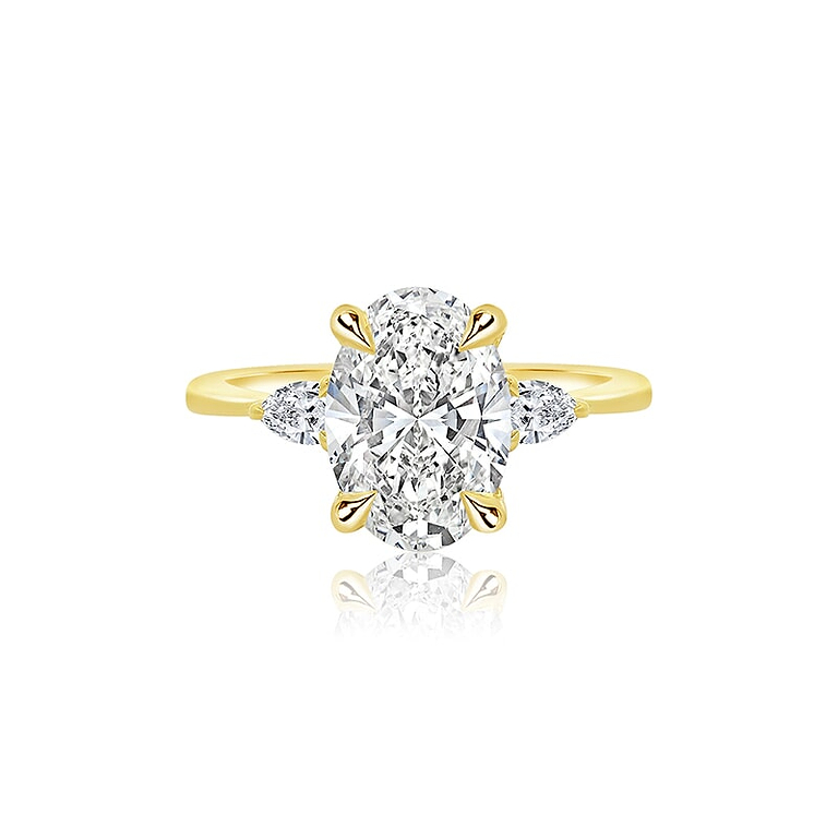 Oval 2.13ct F VS1 IGI Lab Diamond 3 Stone Ring