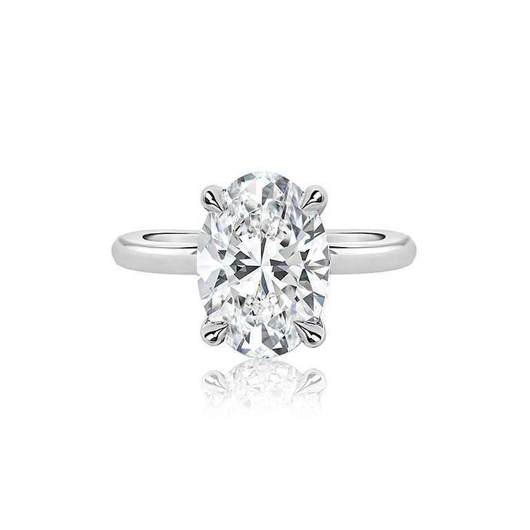 Oval 3.01ct D VS1 GIA Lab Diamond Hidden Halo Solitaire