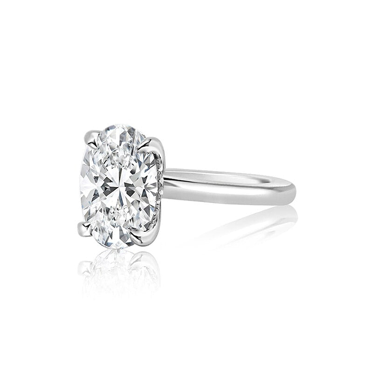 Oval 3.01ct D VS1 GIA Lab Diamond Hidden Halo Solitaire