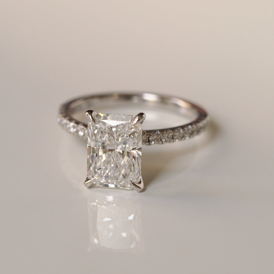 Radiant Cut 2.51ct Diamond Pave Ring