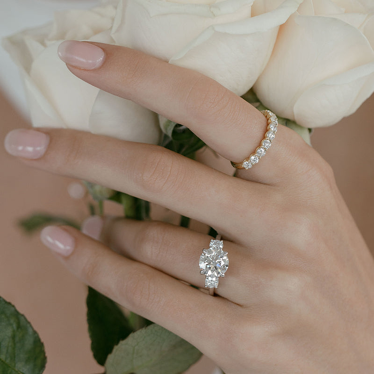 Round 3.43ct Three Stone Diamond Ring