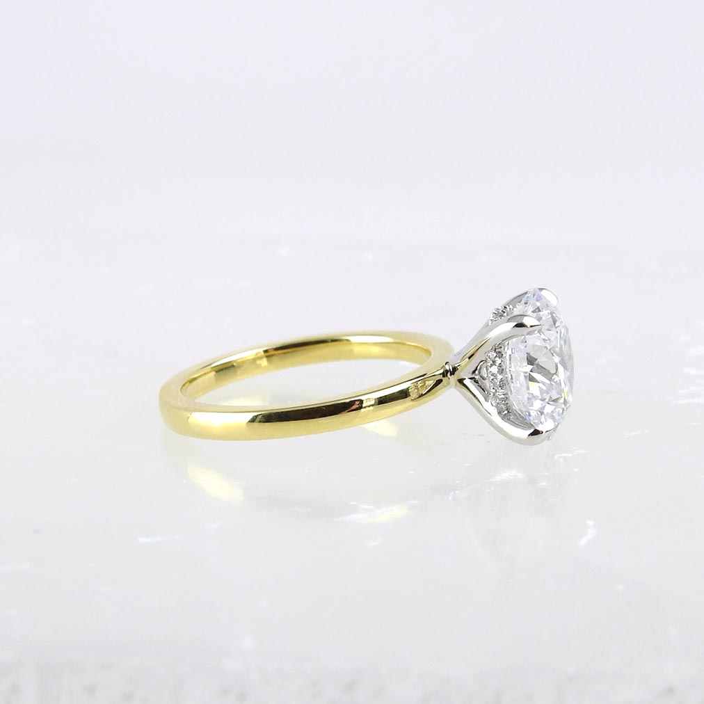 Round 3.88ct F VS1 Lab Diamond Hidden Halo Ring