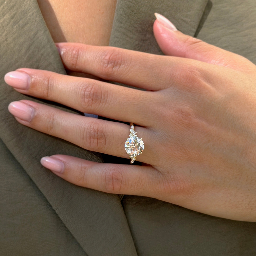 Round Cut 3.20ct Petals Cluster Ring