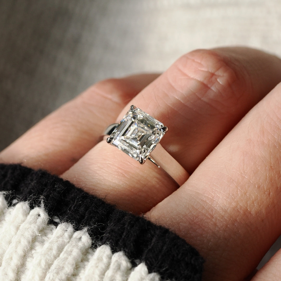 Asscher Cut 3.33ct Wide Cathedral White Gold Ring