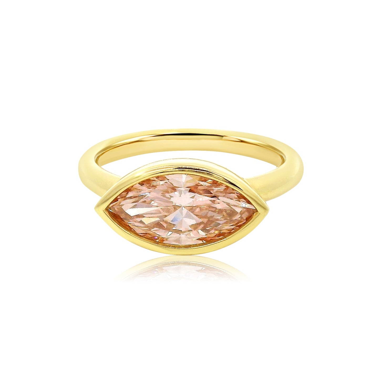 Marquise Cut 1.90ct Fancy Pink Diamond East West Bezel Ring