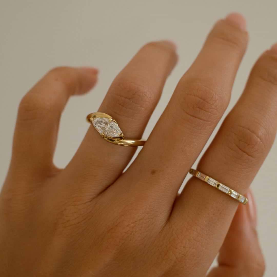 Marquise Cut 1.14ct Wave Bypass Ring