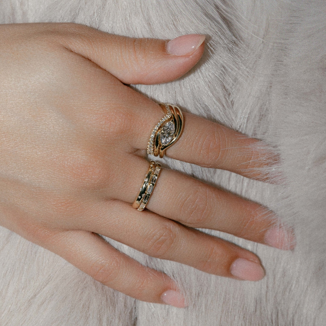Marquise Cut 1.14ct Wave Bypass Ring