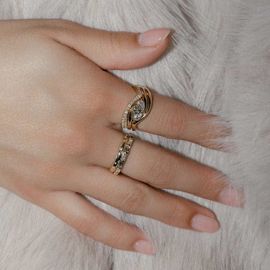 Marquise Cut 1.14ct Wave Bypass Ring