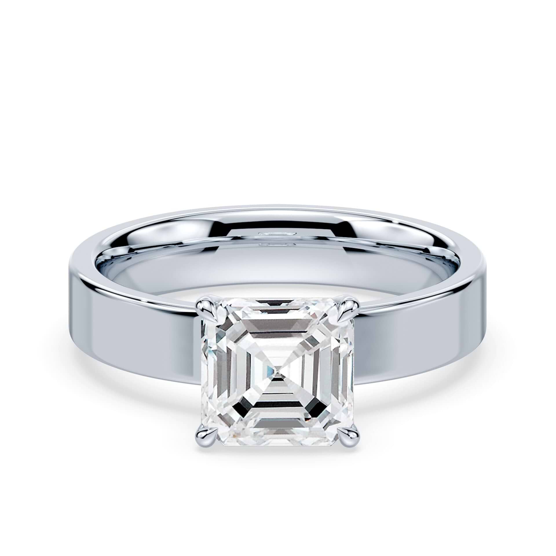 Asscher Low Profile Wide Solitaire – Plum