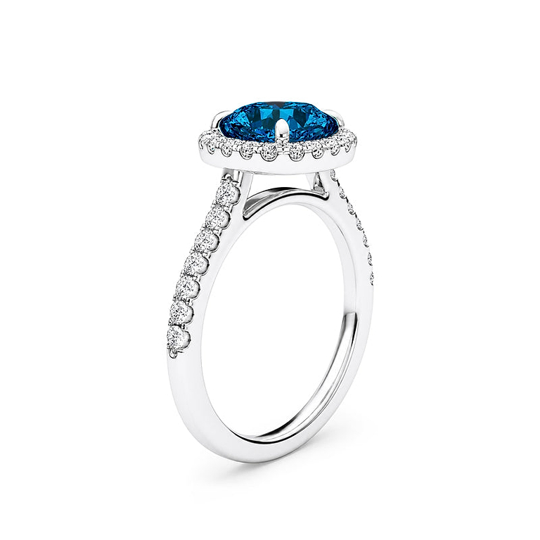 Blue Cushion 3.02ct Platinum Halo