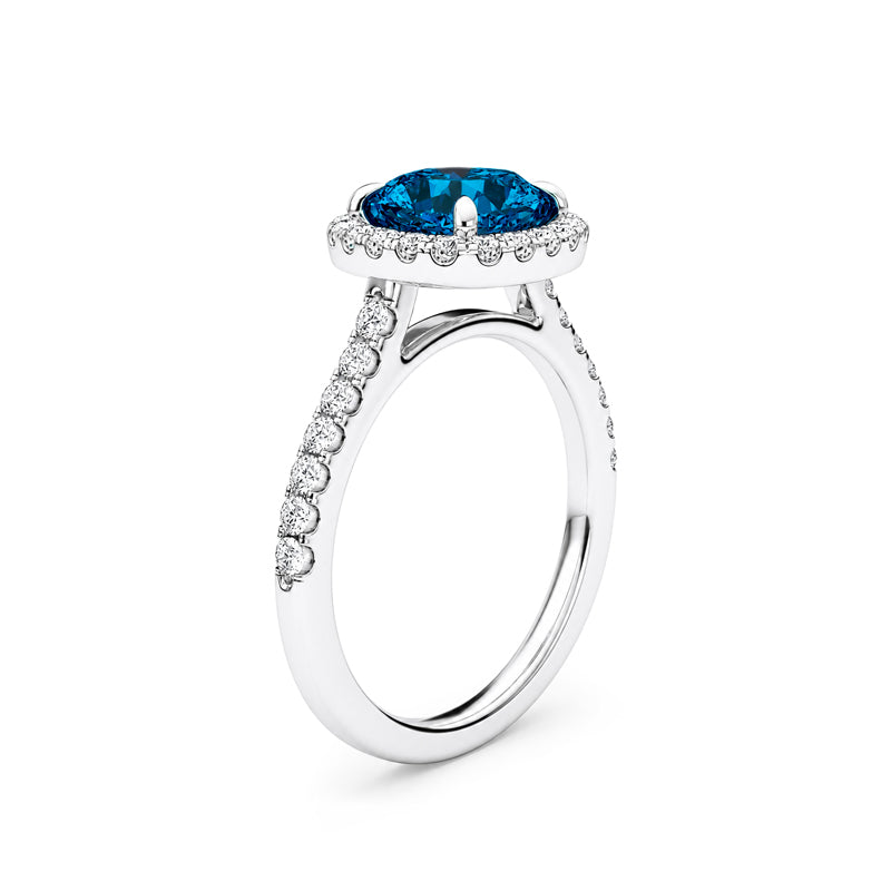 Blue Cushion 3.02ct Platinum Halo