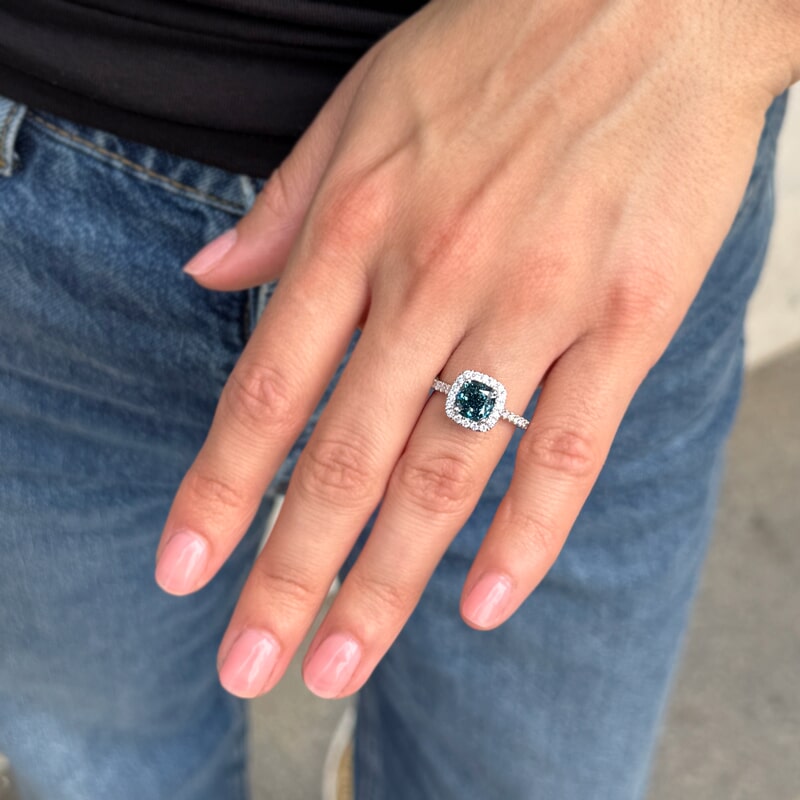 Blue Cushion 3.02ct Platinum Halo