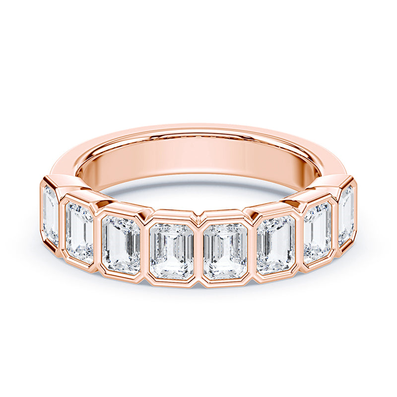 Emerald Cut Lab Diamond Bezel Band