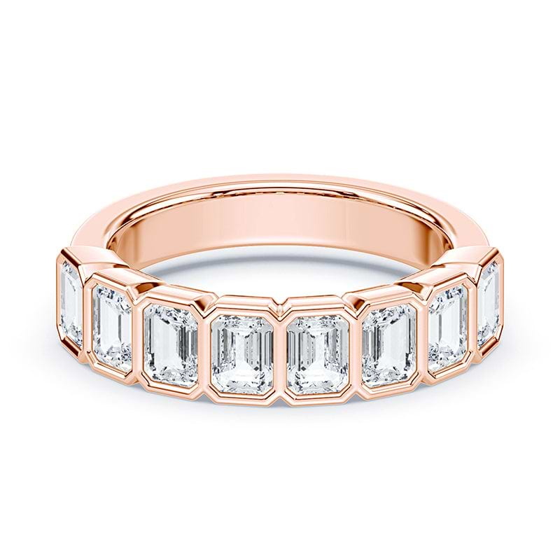 Emerald Cut Lab Diamond Bezel Band