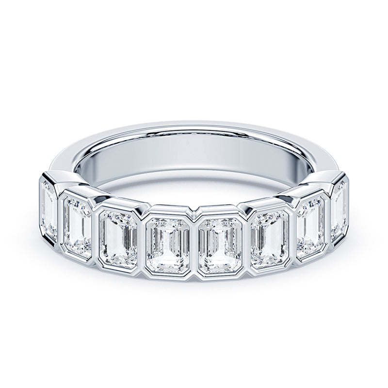 Emerald Cut Lab Diamond Bezel Band