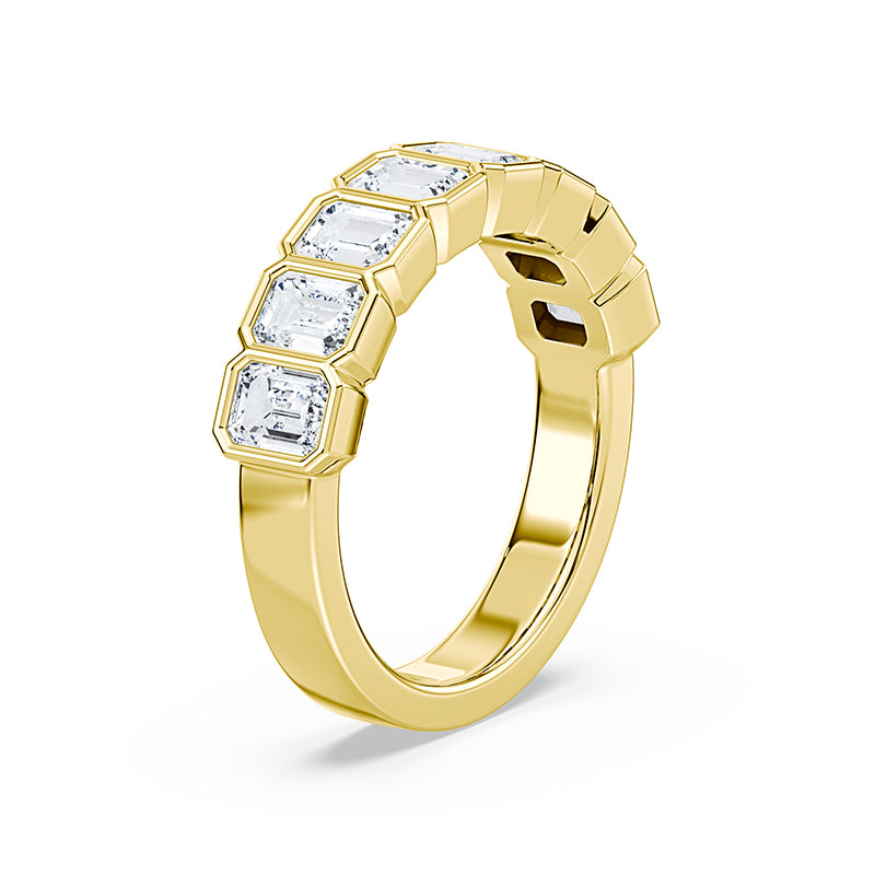 Emerald Cut Lab Diamond Bezel Band