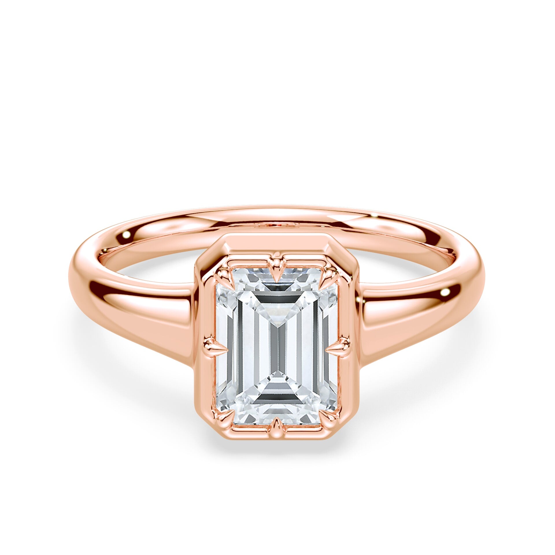 Emerald Cut Button Back Ring – Plum
