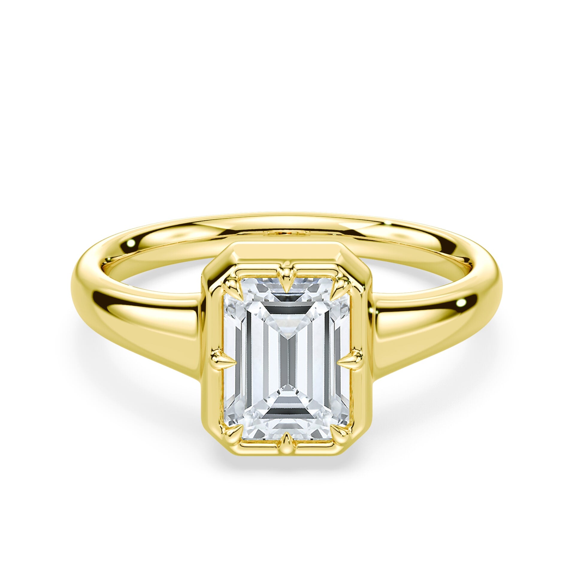 Emerald Cut Button Back Ring – Plum