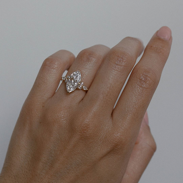Marquise Cut 2.99ct Cluster Diamond Ring