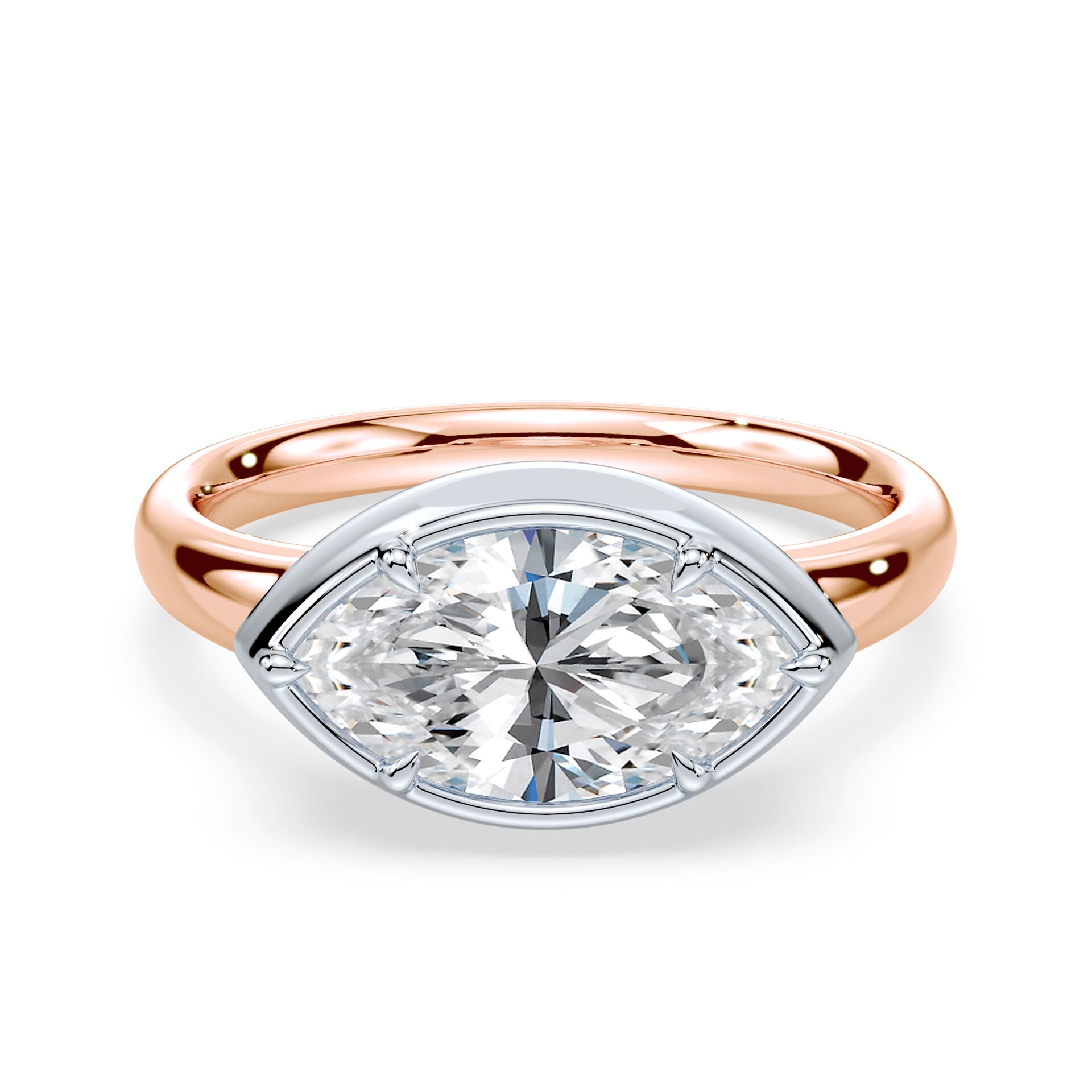 Marquise Cut East West Button Back Ring – Plum