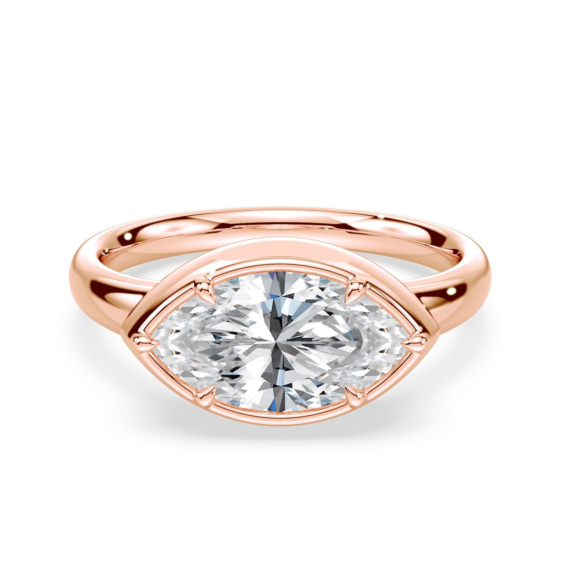 Marquise Cut East West Button Back Ring – Plum
