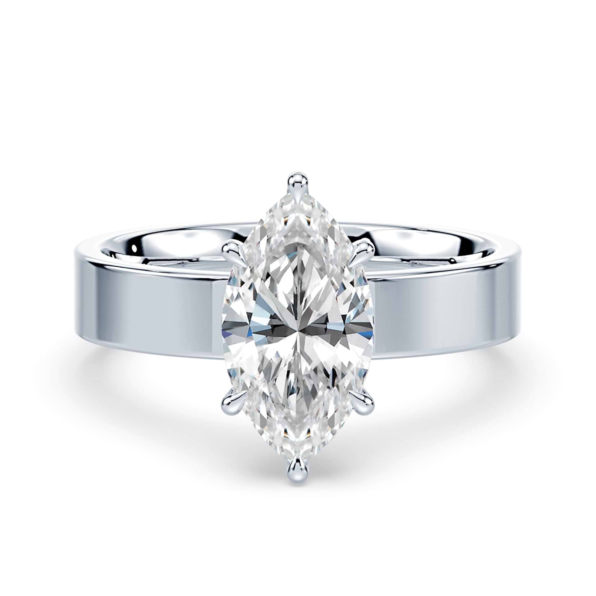 Platinum Marquise Low Profile Wide Ring Plum Diamonds