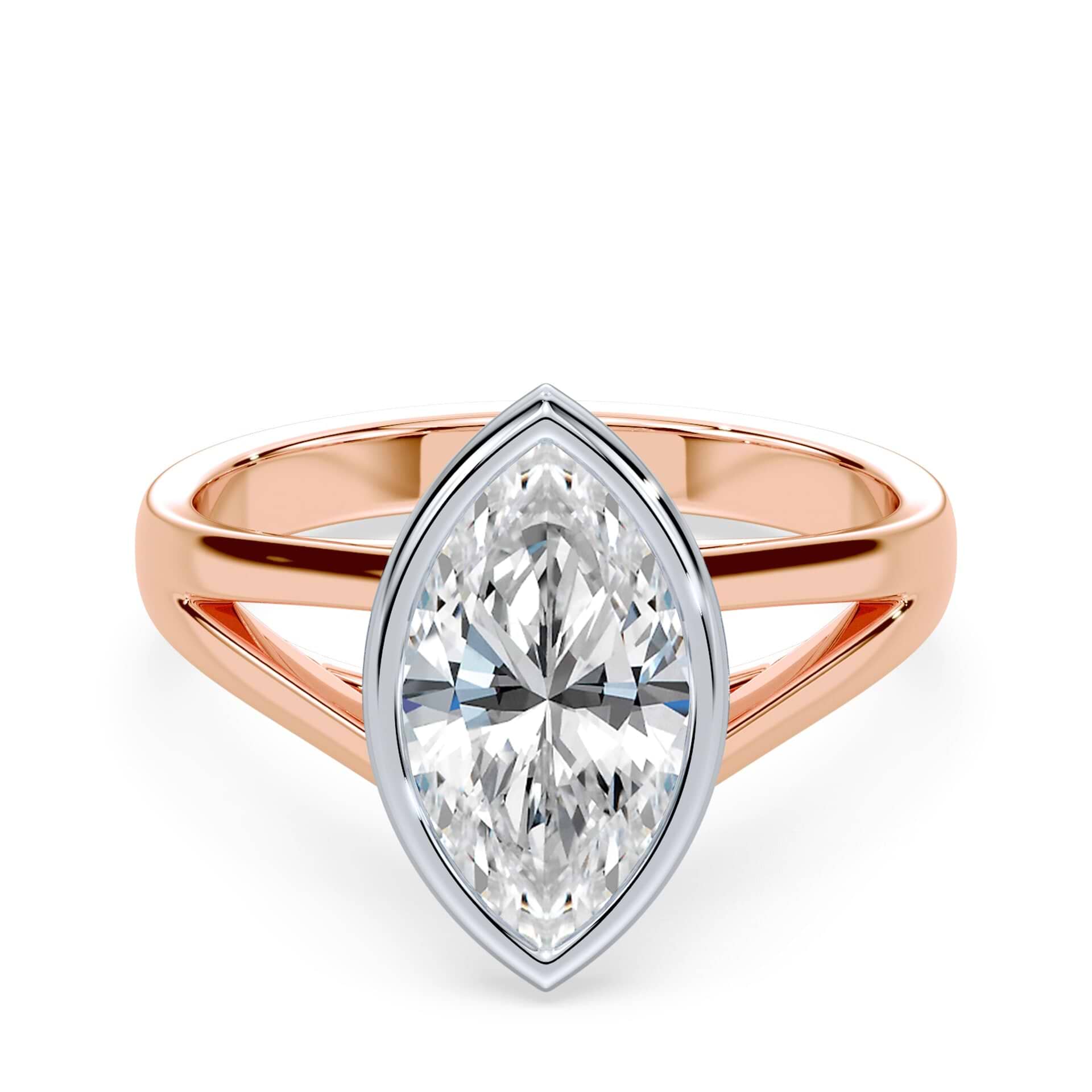 Marquise Cut Split Cathedral Bezel Ring – Plum