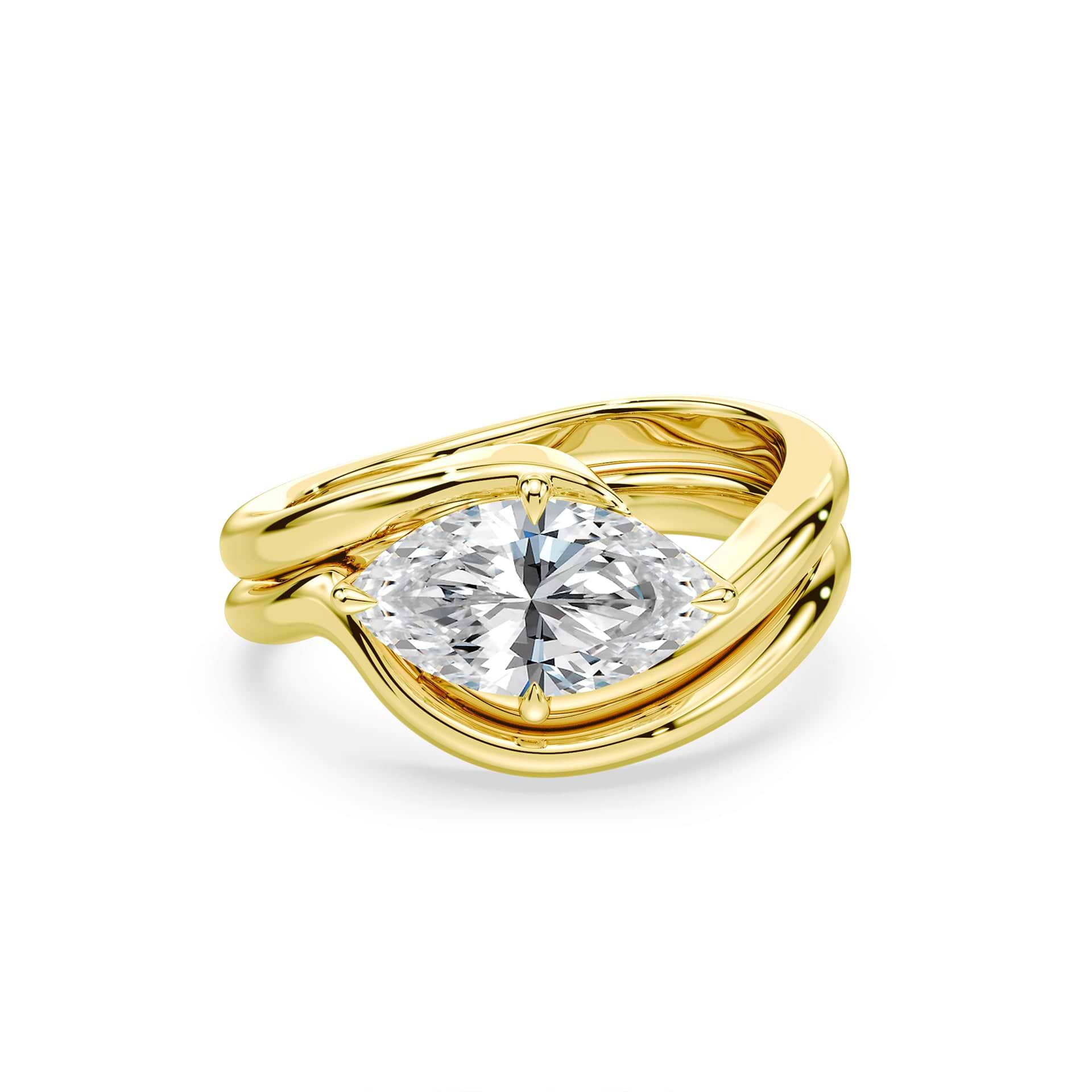 Marquise Cut 1.14ct Wave Bypass Ring