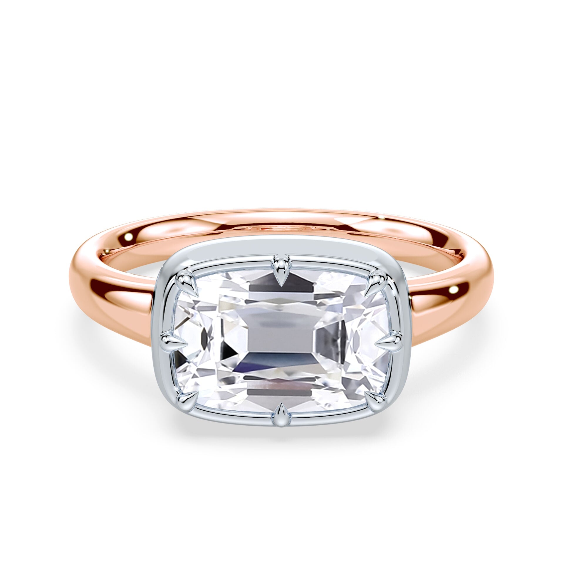 Old Mine Cut East-West Button Back Ring – Plum